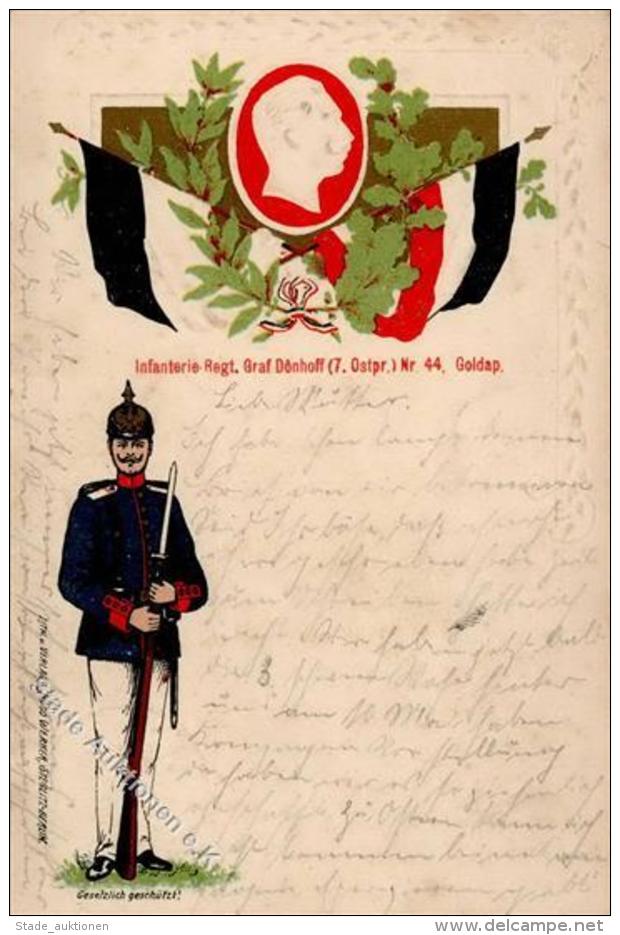 Regiment Infanterie Regt. Graf Donhoff (7. Ostpr.) Nr. 44 Goldap 1908 Pr&auml;ge-Karte I-II - Regimente