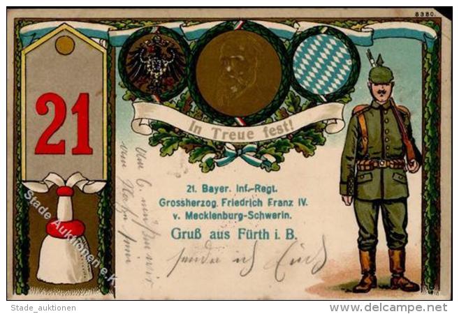 Regiment 21. Bayer. Inf. Regt. Grossherzog Friedrich Franz IV V. Mecklenburg Schwerin 1915 I-II (Ecke Abgeschnitten, Fle - Regimente