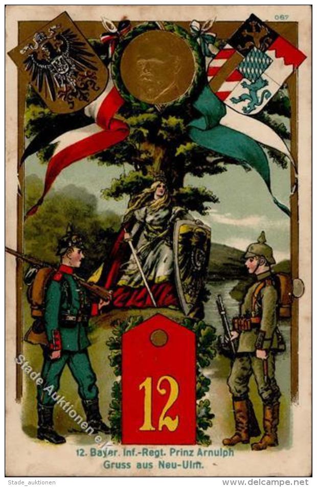 Regiment 12. Bayer. Inf. Regt. Prinz Arnulph Neu Ulm Pr&auml;ge-Karte 1915 I-II (fleckig) - Reggimenti