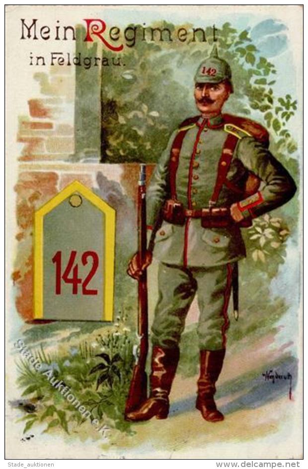 Regiment 11. Comp. Inf. Regt. Nr. 142 M&uuml;lhausen Elsass 1913 Sign. Wenderuth K&uuml;nstler-Karte I-II - Reggimenti