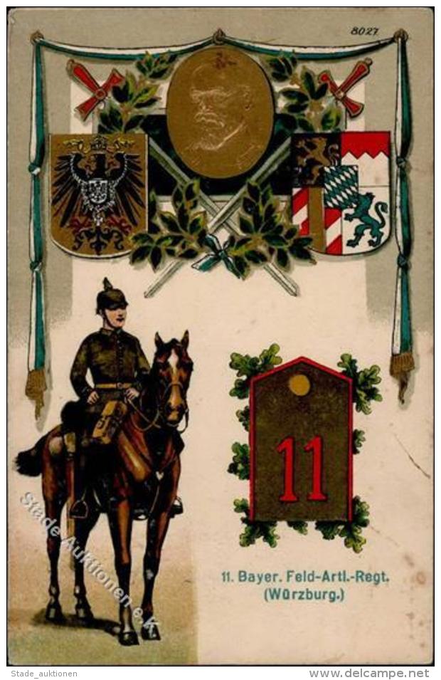 Regiment 11. Bayer. Feld Artl. Regt. W&uuml;rzburg Pr&auml;gedruck I-II (fleckig) - Regimente