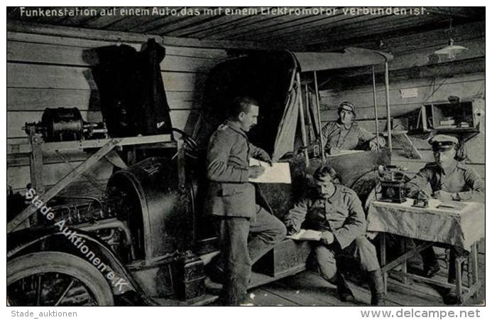 WK I Funkstation Auf Einem Auto Das Mit Einem Elektromotor Verbunden Ist 1915 I-II (kl. Absch&uuml;rfung) - Ohne Zuordnung