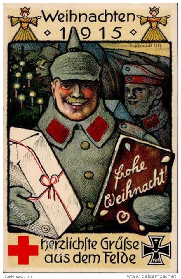 Rotes Kreuz Weihnachten Sign. Schmidt, G. K&uuml;nstlerkarte 1916 I-II Noel - Rotes Kreuz