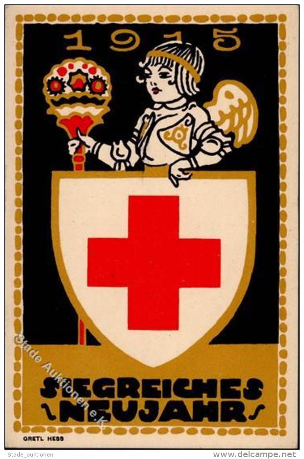 Rotes Kreuz Neujahr Sign. Hess, Gretl K&uuml;nstlerkarte 1915 I-II Bonne Annee - Rotes Kreuz