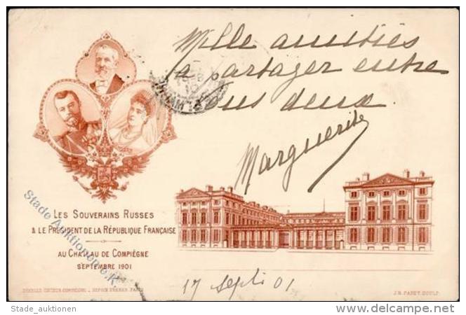 Adel Russland Zar Nikolus II Zarin Alexandra President Emile Loubet 1901 I-II (fleckig) - Ohne Zuordnung