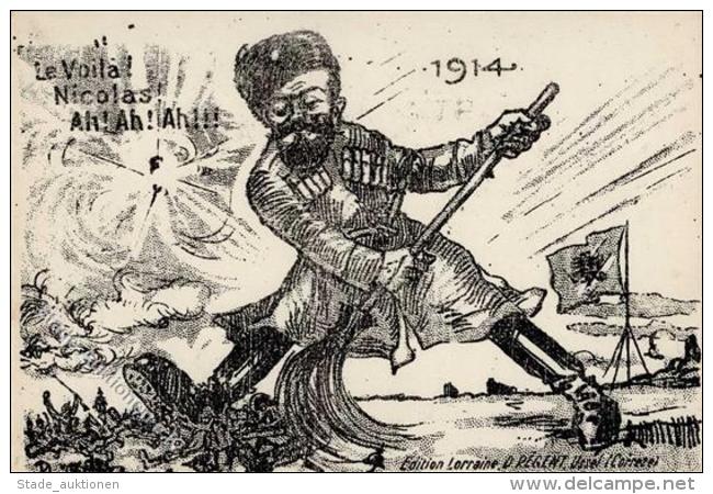 Adel Russland Zar Nikolas II Karikatur K&uuml;nstlerkarte I-II - Ohne Zuordnung