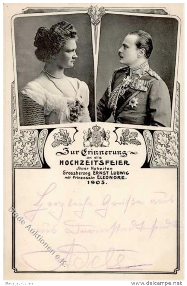 Adel Hessen Ernst Ludwig Grossherzog Eleonore Prinzessin Hochzeit  1905 I-II - Non Classificati