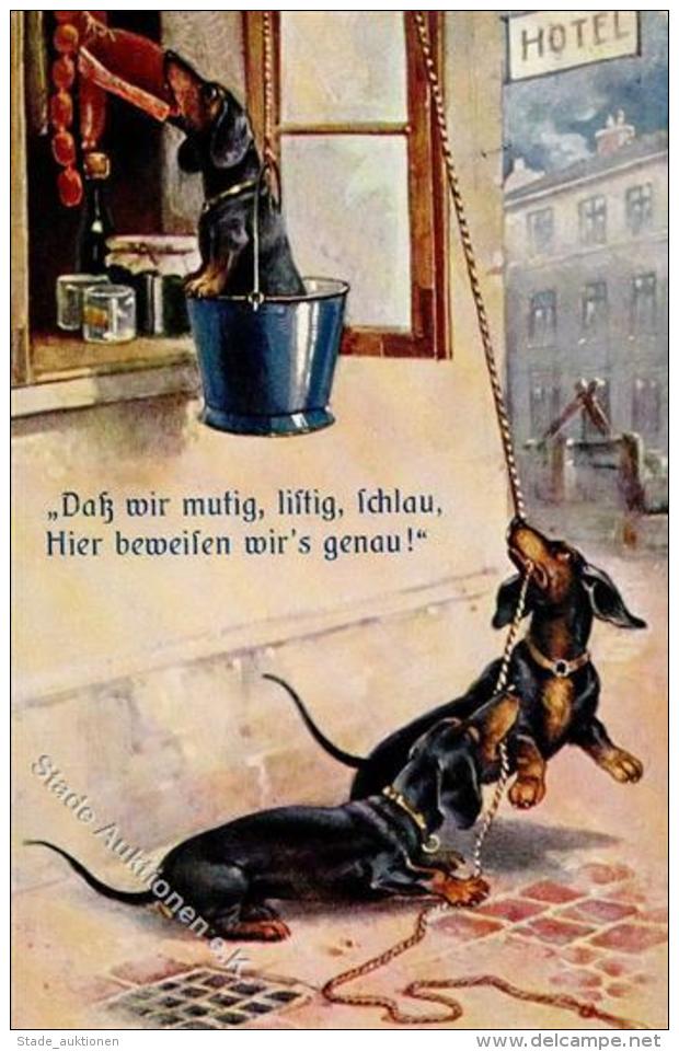 Dackel K&uuml;nstlerkarte 1910 I-II - Hunde