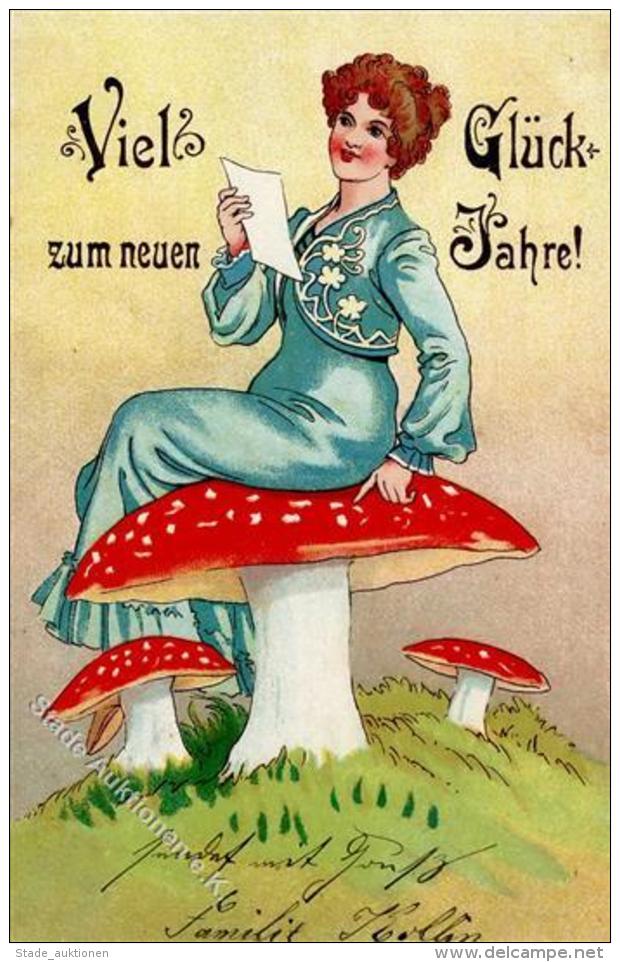 Pilz Frau Neujahr Lithographie 1903 I-II Bonne Annee - Ohne Zuordnung