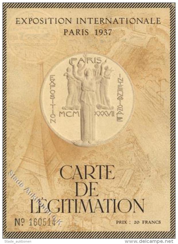 Ausstellung Paris (75000) Frankreich Carte De Legitimation  Pr&auml;gedruck I-II Expo - Ohne Zuordnung