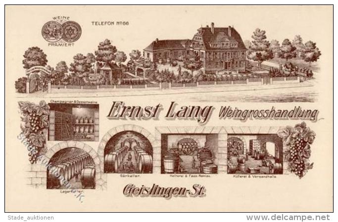 Wein Geislingen (7340) Weingrosshandlung Ernst Lang I-II Vigne - Ohne Zuordnung