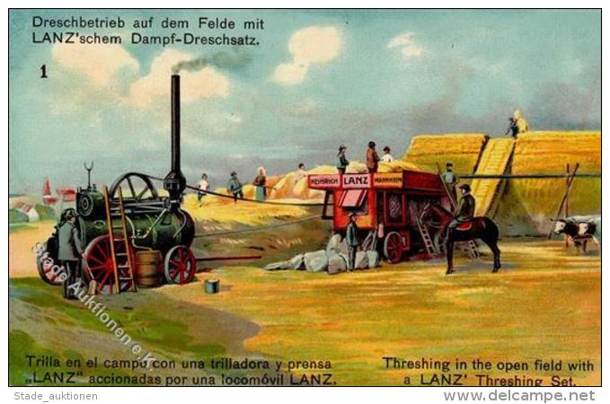 Landwirtschaft Maschine Lanz Dampf Dreschsatz Werbe AK I-II Paysans - Ohne Zuordnung