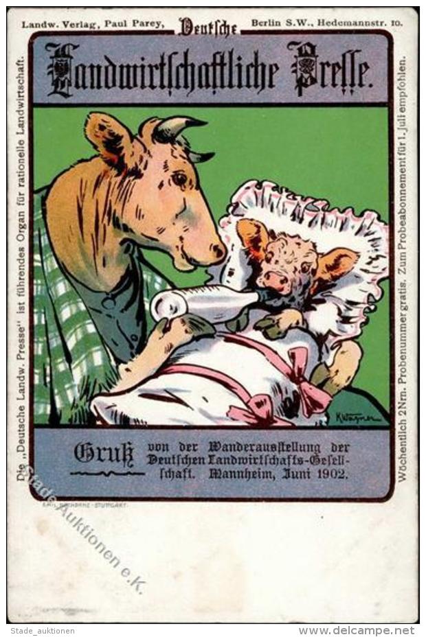 Landwirtschaft Kuh Personifiziert Deutsche Landwirtschaftliche Presse Sign. Wagner, K. Werbe AK I-II (fleckig, Kanten Ab - Ohne Zuordnung
