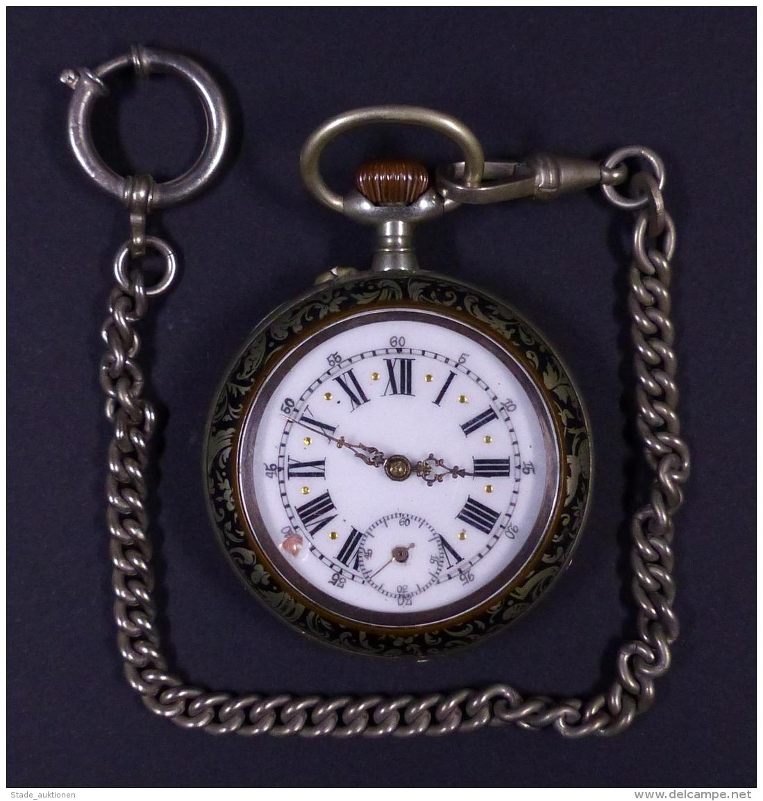 Uhren Taschenuhr Mit Kette Funktion Gepr&uuml;ft Kleiner Emaille Schaden Am Ziffernblatt I-II - Ohne Zuordnung
