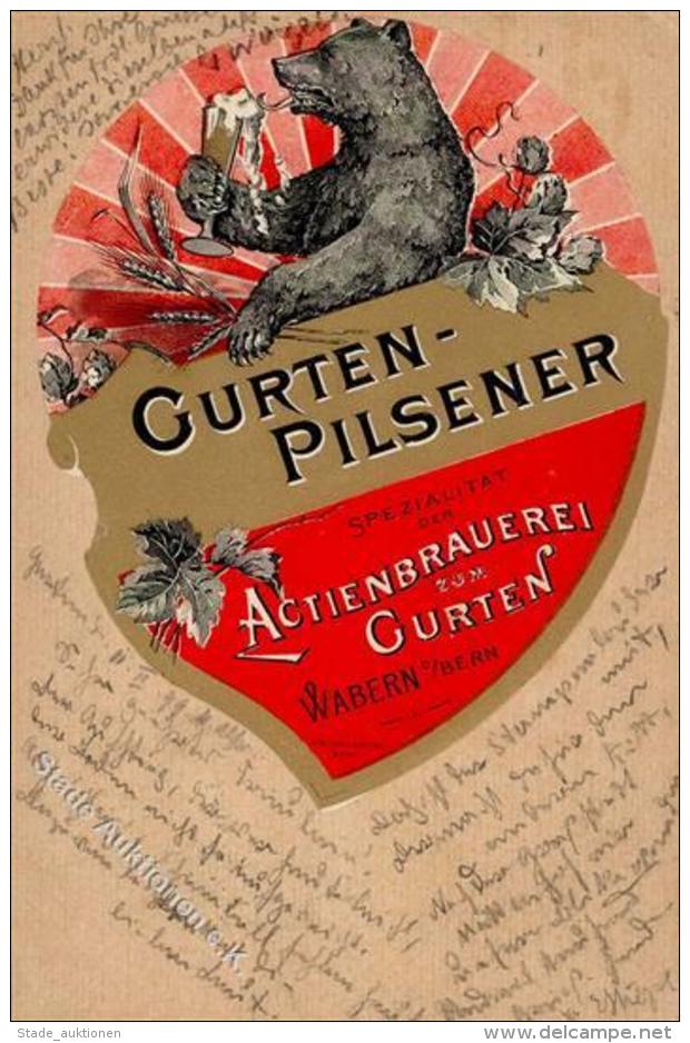 Bier Wabern Schweiz Gurten Pilsener Etikett Auf Postkarte 1899 B&auml;r I-II Bi&egrave;re - Bierbeek