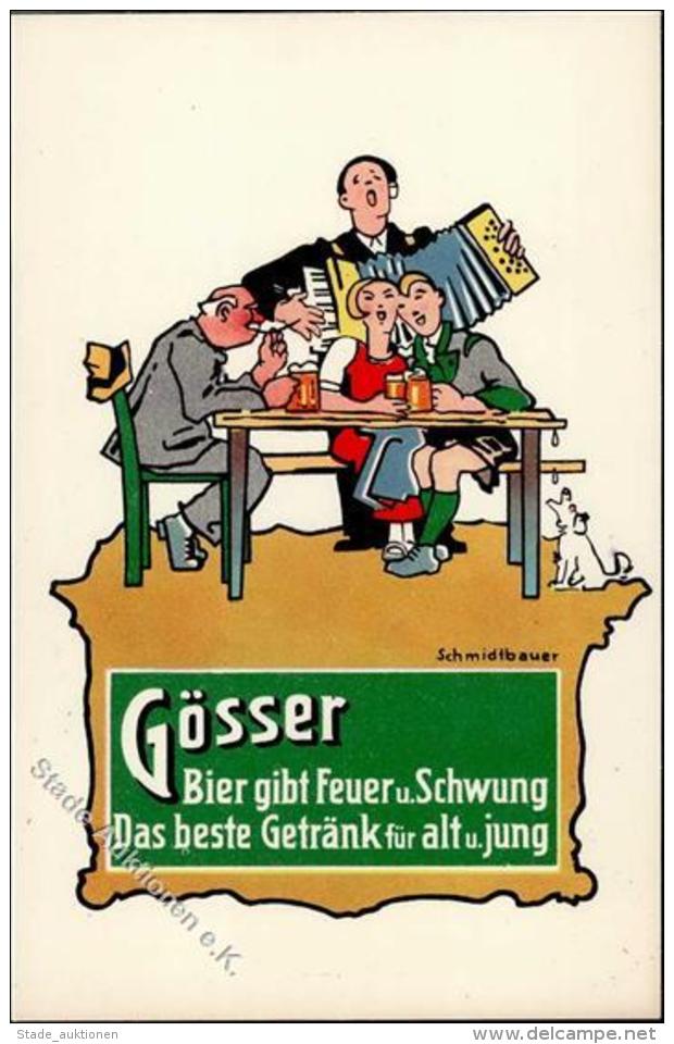 Bier G&ouml;sser Sign. Schmidbauer K&uuml;nstlerkarte I-II Bi&egrave;re - Bierbeek