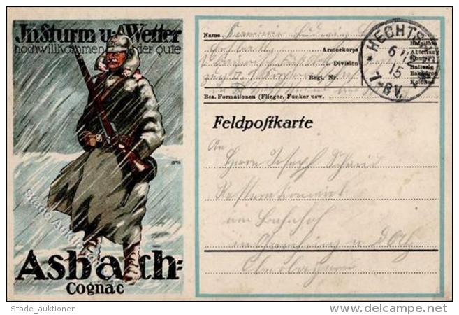 Alkoholwerbung Asbach Cognac Soldat Pickelhaube K&uuml;nstlerkarte 1915 I-II - Ohne Zuordnung