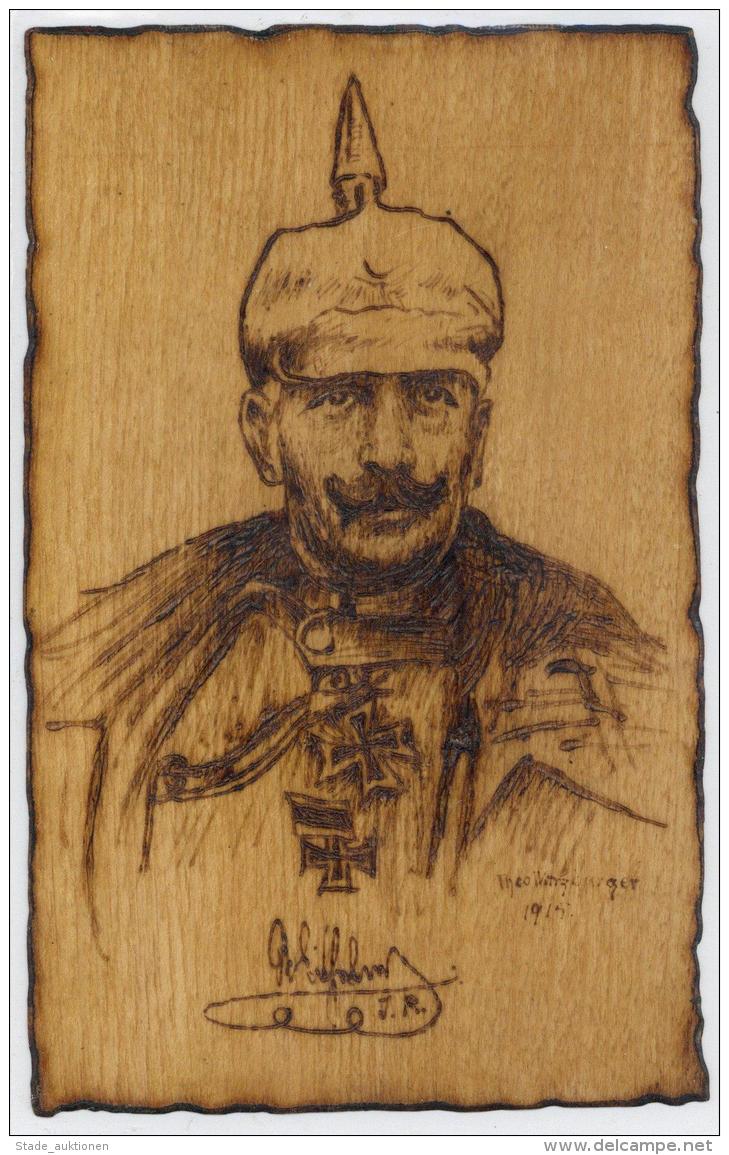Holz-Karte Kaiser Wilhelm II Sign. W&uuml;rzburger, Theo K&uuml;nstler-Karte I-II Carte En Bois - Non Classificati