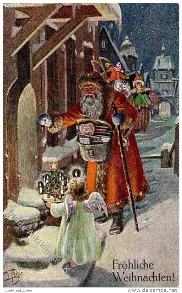 Thiele, Arthur Weihnachtsmann Engel Puppe Spielzeug  K&uuml;nstlerkarte I-II Pere Noel Jouet Ange - Thiele, Arthur