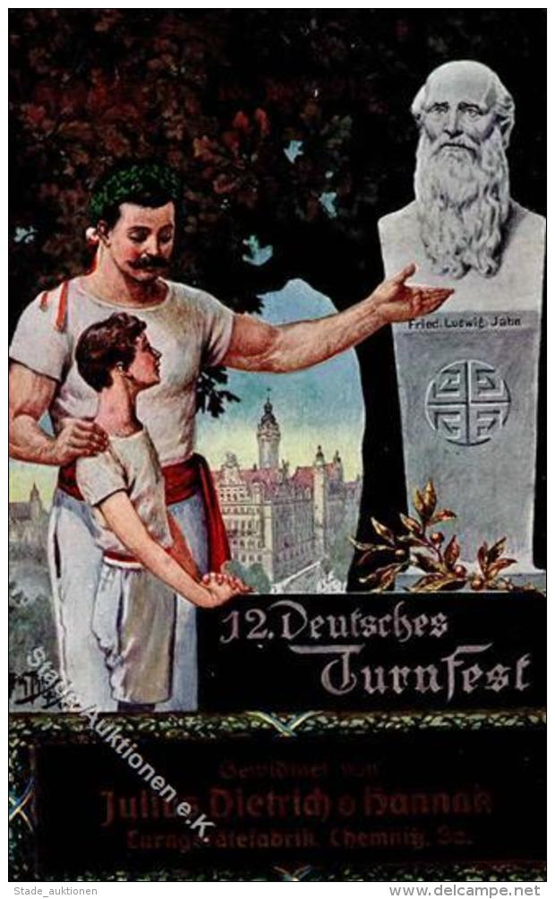 Thiele, Arthur Leipzig (O7000) 12. Deutsches Turnfest  K&uuml;nstlerkarte I-II - Thiele, Arthur