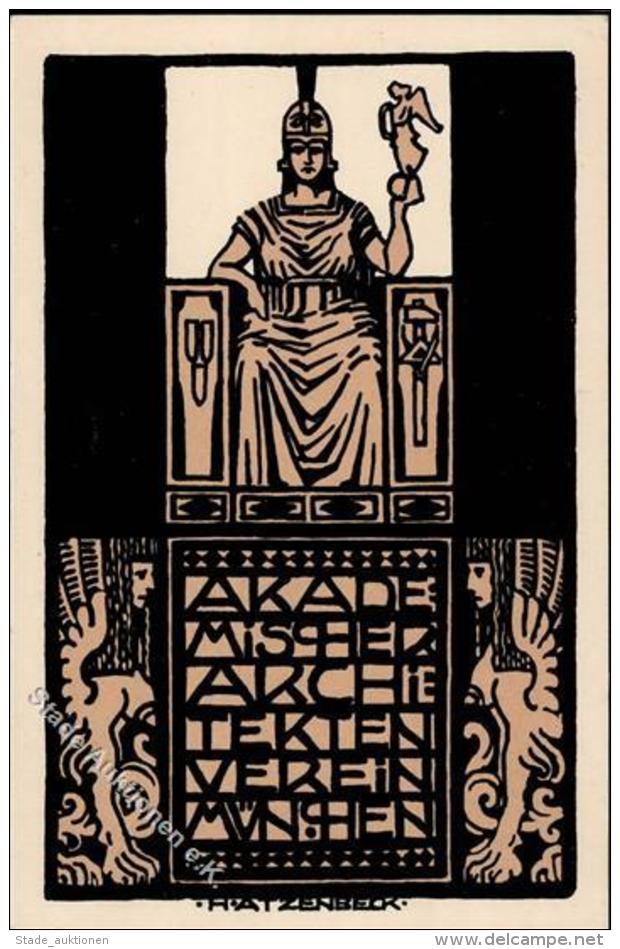 Kunstgeschichte M&uuml;nchen Sign. Atzenbeck, H. Akad. Architekten Verein Sommerfest 1910 K&uuml;nstler-Karte I-II - Ohne Zuordnung