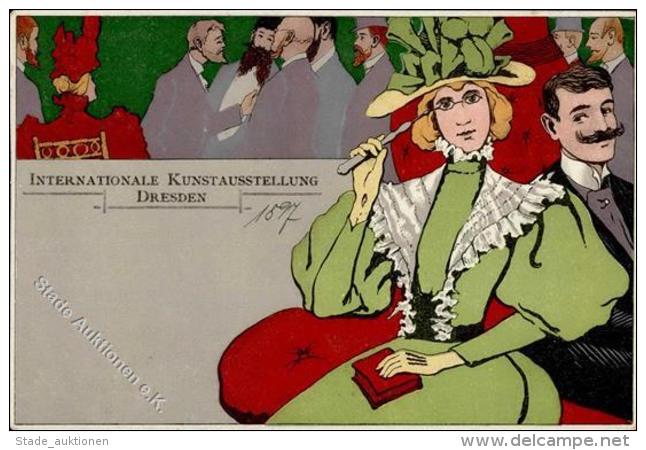 Kunstgeschichte Dresden Internationale Kunstausstellung K&uuml;nstlerkarte 1897 I-II - Ohne Zuordnung