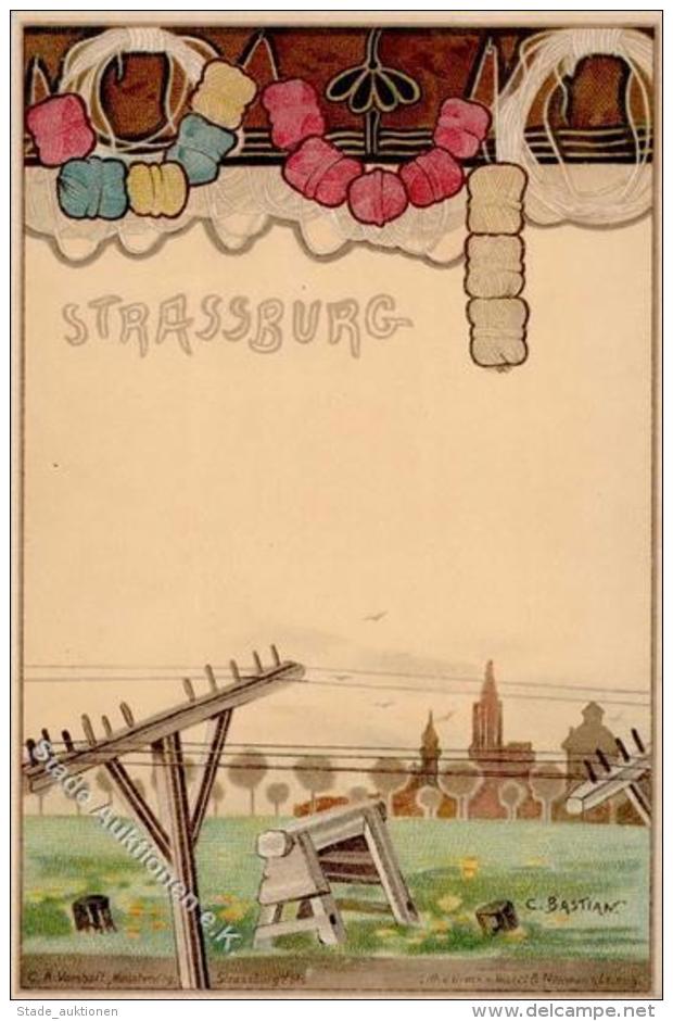 Jugendstil Strassbourg (67000) Frankreich Sign. Bastian, C. K&uuml;nstlerkarte I-II Art Nouveau - Ohne Zuordnung