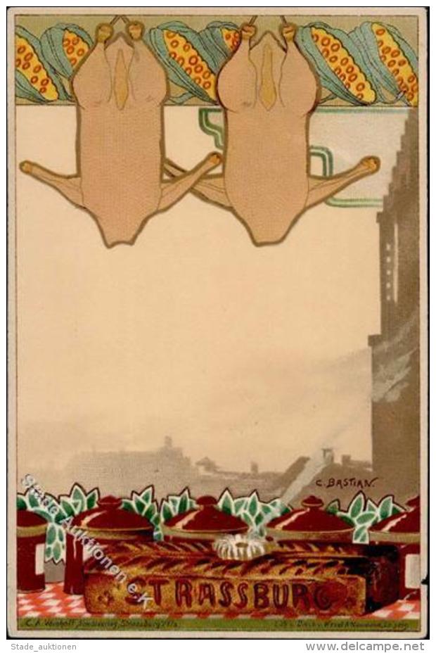 Jugendstil Strassbourg (67000) Frankreich Sign. Bastian, C.  K&uuml;nstlerkarte I-II Art Nouveau - Ohne Zuordnung