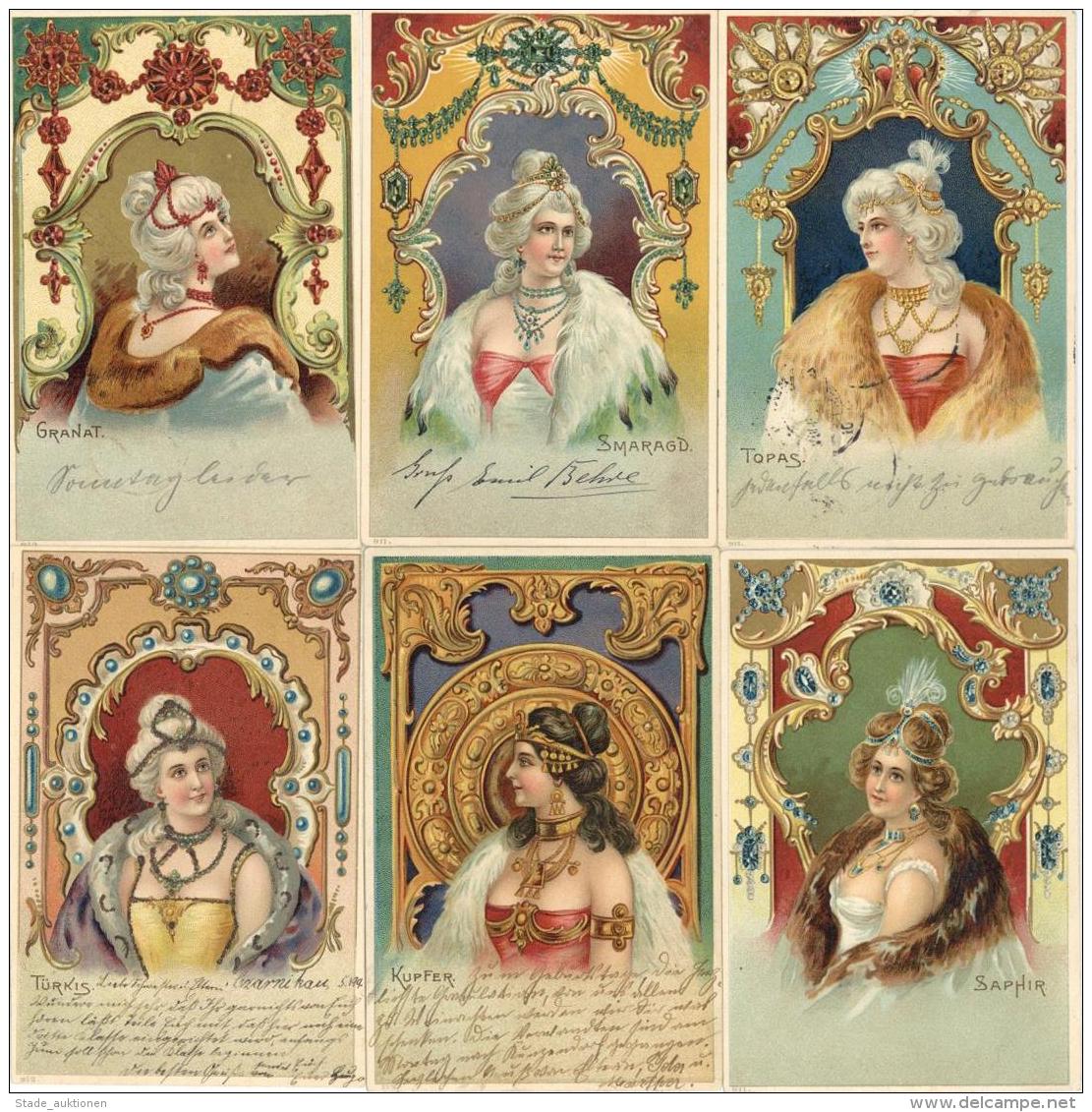 EDELSTEINE - 9 Versch. Frauen-Jugendstil-Ak U.a. TOPAS, GOLD, SAPHIR,SMARAGD Usw. , I-II Art Nouveau Femmes - Non Classés