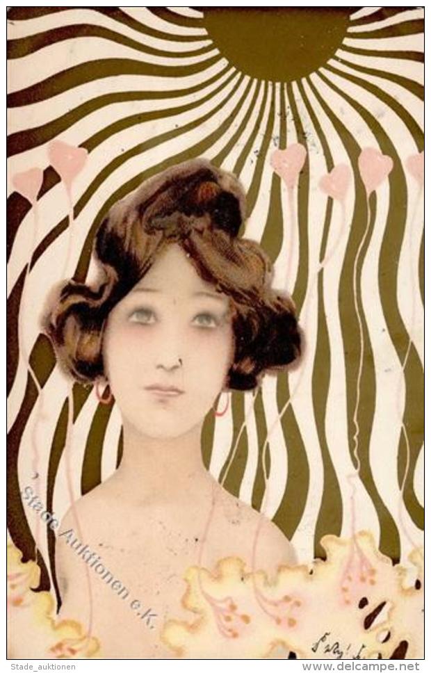 Kirchner, Raphael Unsigniert Frau Jugendstil K&uuml;nstler-Karte I-II Art Nouveau - Kirchner, Raphael