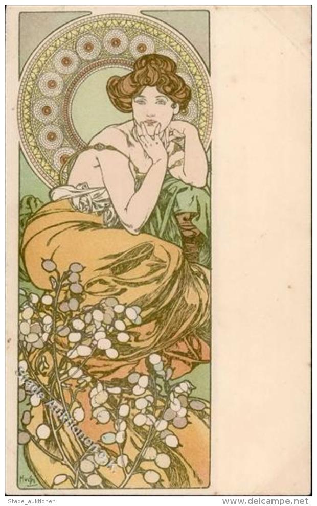 Mucha, Alfons Jugendstil II (Eckbug, Rs Absch&uuml;rfung) Art Nouveau - Ohne Zuordnung