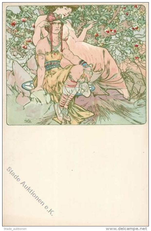 Mucha, Alfons Frau Mit Jungem Mann K&uuml;nstler-Karte I-II - Non Classificati