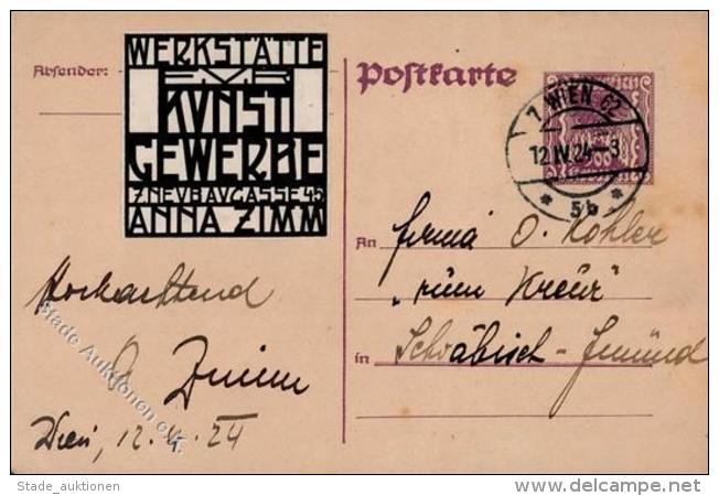 WIENER WERKST&Auml;TTE - AUTOGRAPH D. WW-K&uuml;nstlerin ANNA ZIMM Auf GSK Wien 1924 I-II" - Ohne Zuordnung