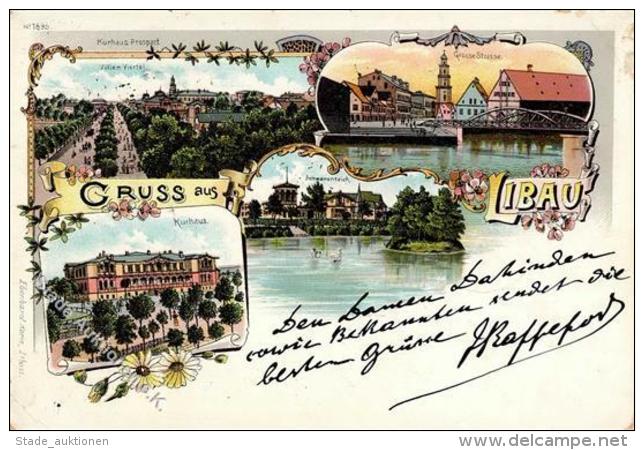 Libau Lettland Hotel Grosse Stra&szlig;e Lithographie 1903 I-II - Lettonia