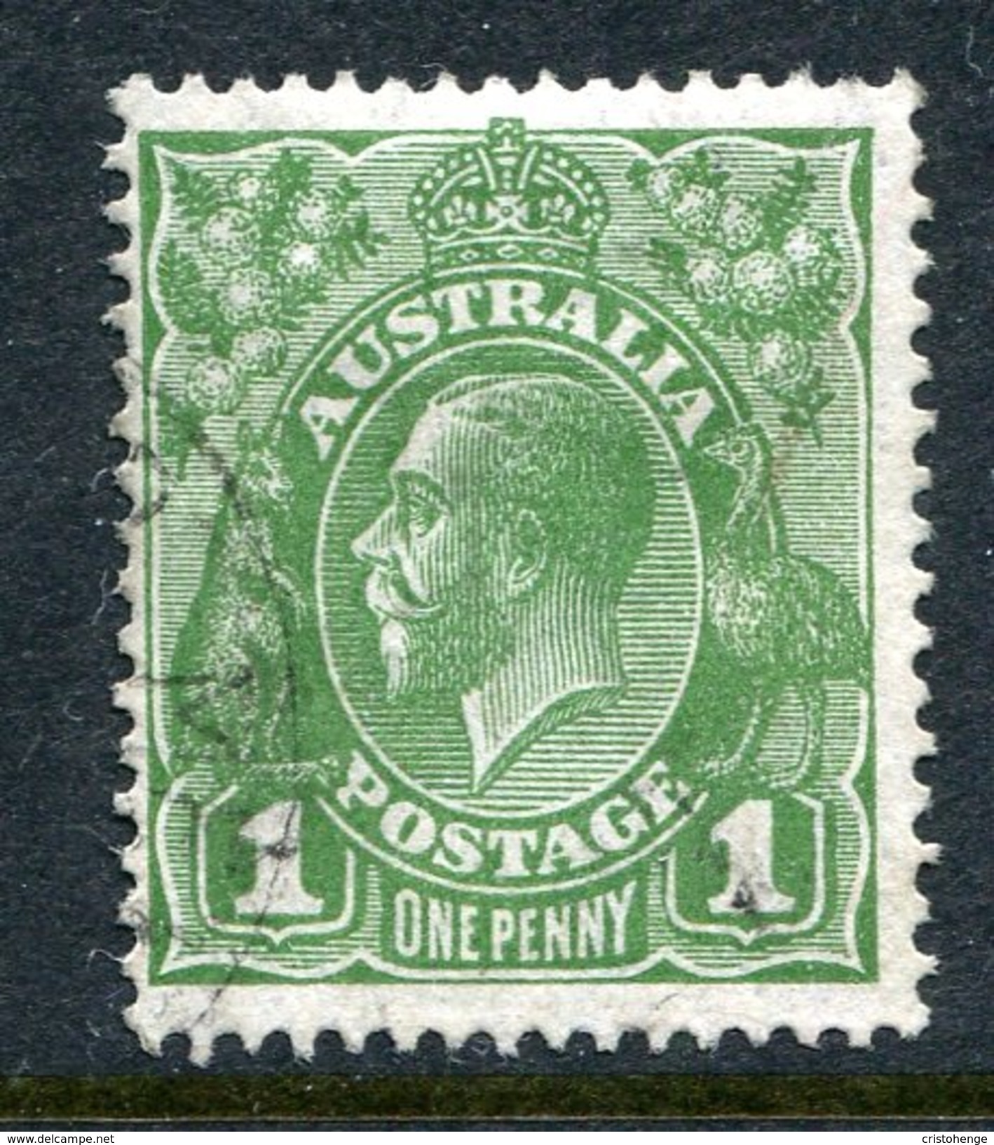 Australia 1926-30 KGV Heads (Wmk. Mult. Crown A) - P.13½ X 12½ - 1d Sage-green Used (SG 95) - Used Stamps