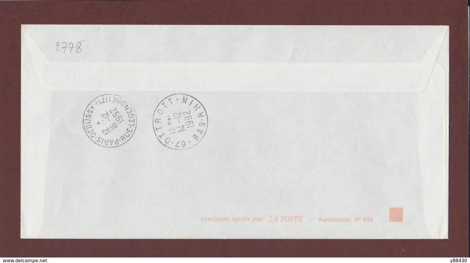 2778 De 1992 - Adresse Fantaisiste - M. SAMEDI à BOERSCH. 67 - Cachet Retour De OTTROTT & PARIS - Voir 2 Scannes - Used Stamps