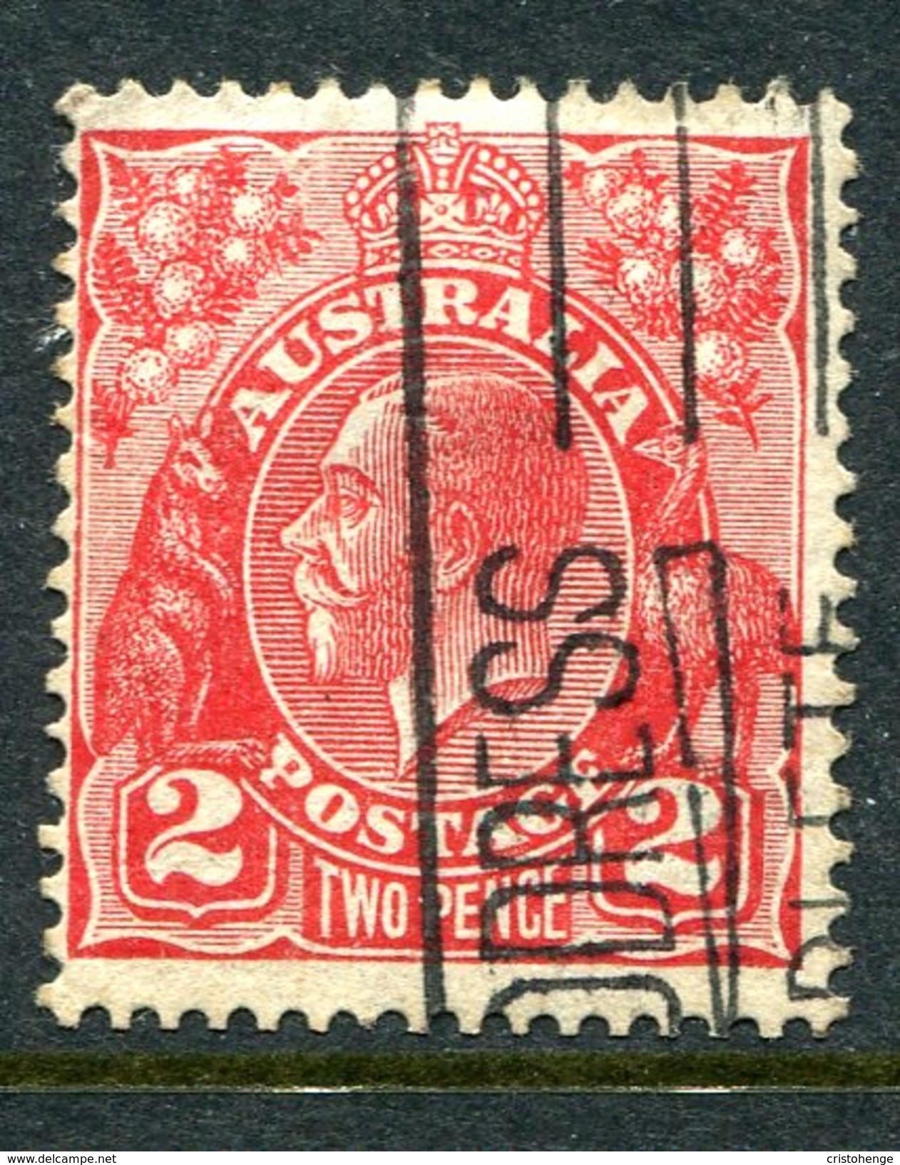 Australia 1926-30 KGV Heads (Wmk. Mult. Crown A) - P.13½ X 12½ - 2d Golden Scarlet - Die II - Used (SG 99) - Used Stamps