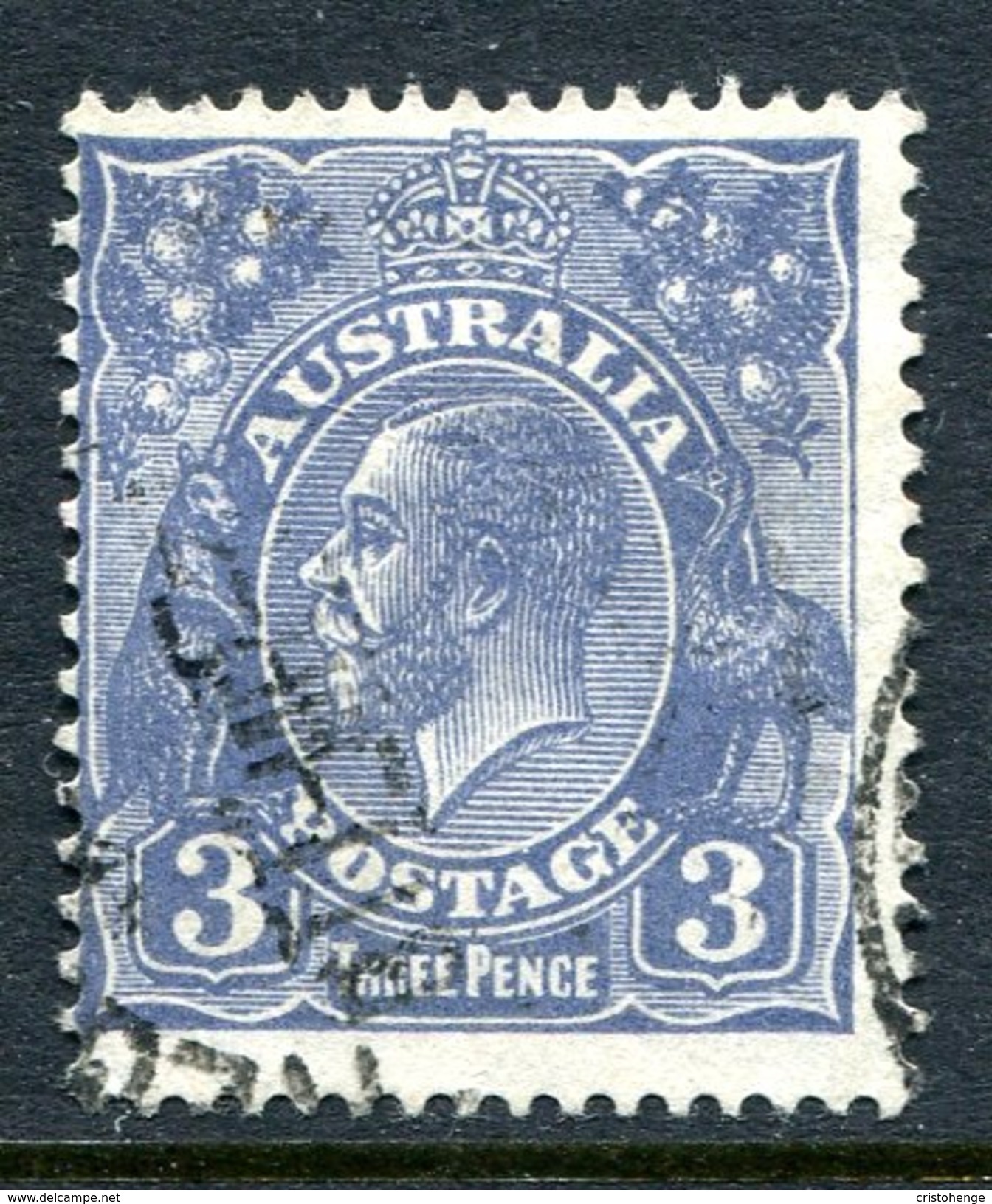 Australia 1926-30 KGV Heads (Wmk. Mult. Crown A) - P.13½ X 12½ - 3d Deep Ultramarine - Die II - Used (SG 100b) - Used Stamps