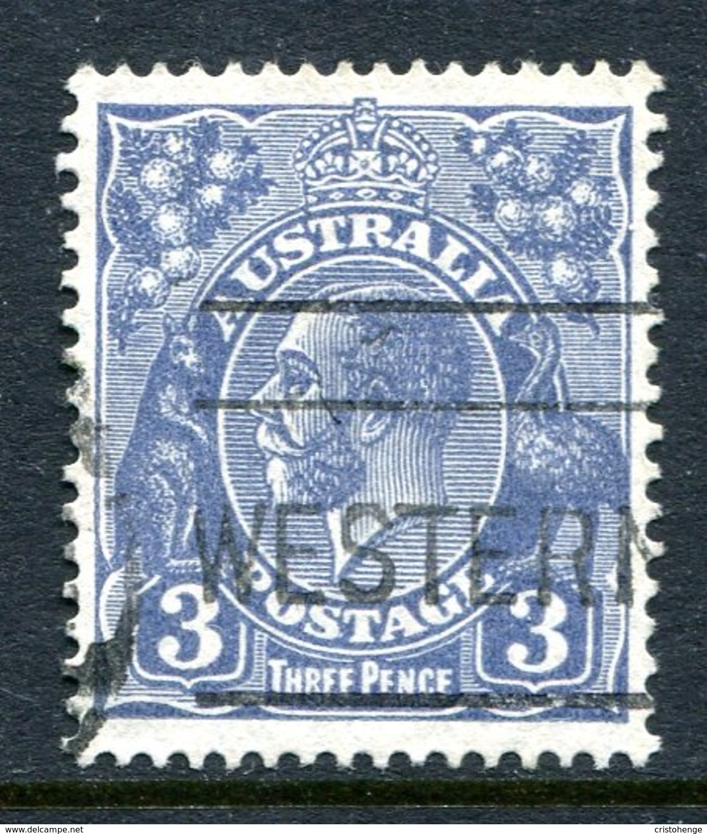 Australia 1926-30 KGV Heads (Wmk. Mult. Crown A) - P.13½ X 12½ - 3d Deep Ultramarine - Die II - Used (SG 100b) - Used Stamps