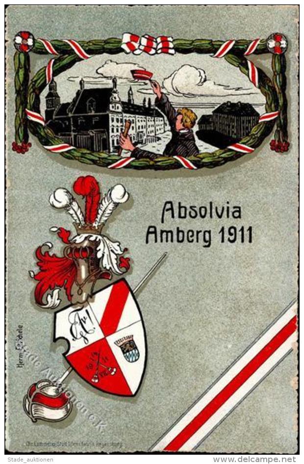 Studentika AMBERG 1911 Sign. Herm. Steichele I-II (Kanten Abgestossen) - Ohne Zuordnung