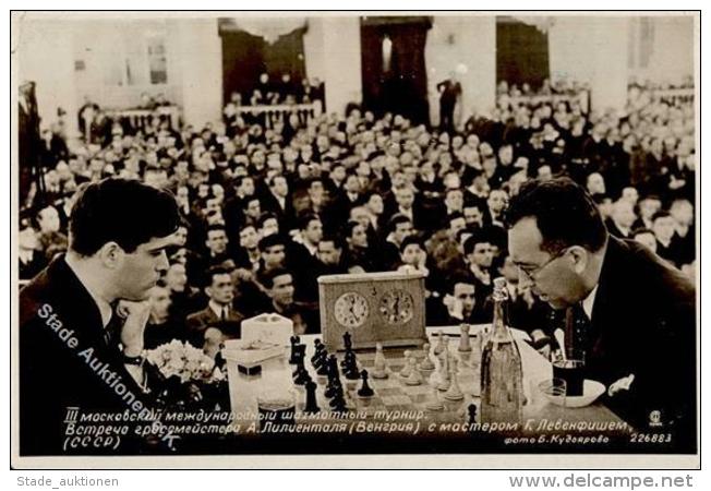 SCHACH - MOSKAU 1936 - Schachturnier  LIWIENTHAL,Ungarn - LEVENBESHEN,Russland I-II - Schach