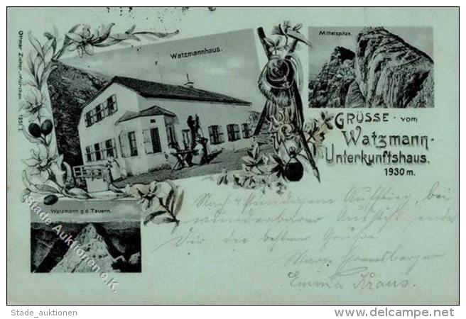 Bergh&uuml;tte Watzmann Unterkunftshaus M. H&uuml;ttenstempel 1899 I-II (fleckig) Cabane - Ohne Zuordnung