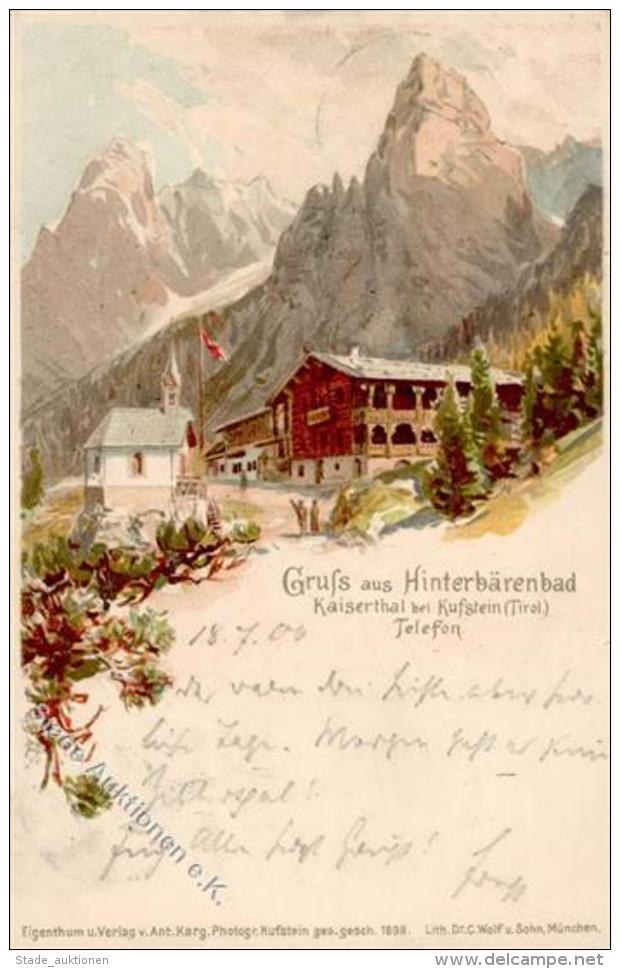 Bergh&uuml;tte Hinterb&auml;renbad H&uuml;ttenstempel Lithographie 1900 I-II (fleckig) Cabane - Ohne Zuordnung