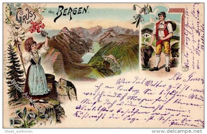 Gruss Aus Den Bergen Lithographie 1900 I-II (fleckig) Montagnes - Ohne Zuordnung