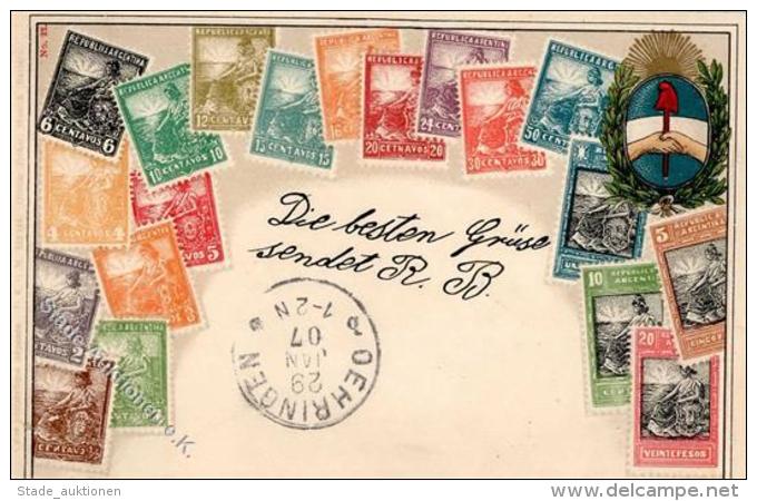 Kolonien Deutsch-S&uuml;dwestafrika AK Mit 19 Gedruckten Briefmarken RS Stpl. Keetmanshoop 18.12.06 Pr&auml;ge-Karte I-I - Ohne Zuordnung