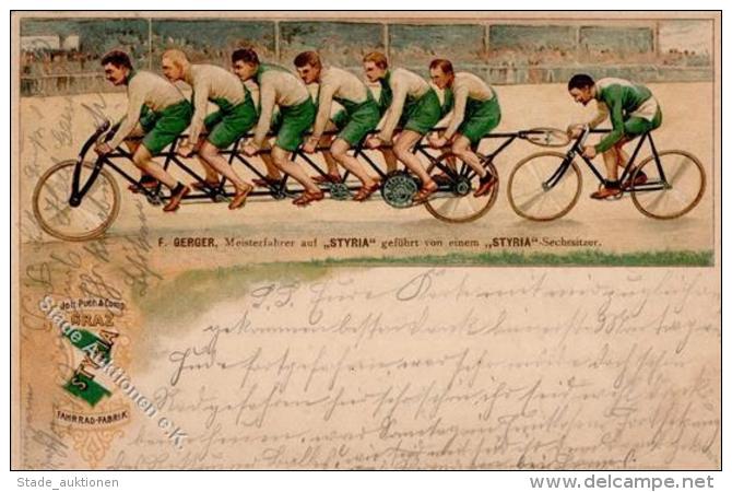 Fahrrad Graz &Ouml;sterreich Styria Sechsitzer 1899 Litho I-II Cycles - Ohne Zuordnung