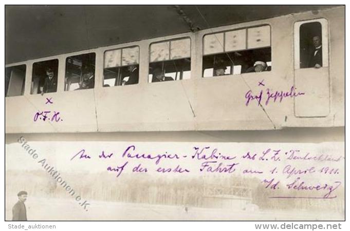 Zeppelin, Ferdinand Graf Und Hoppe, 1. Offizier Auf Der Ersten Fahrt Des LZ Deutschland April 1911 Autograph Hoppe Foto- - Zeppeline