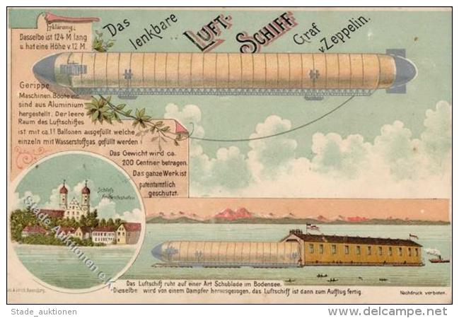 Zeppelin Luftschiff Lithographie 1899 I-II Dirigeable - Zeppeline