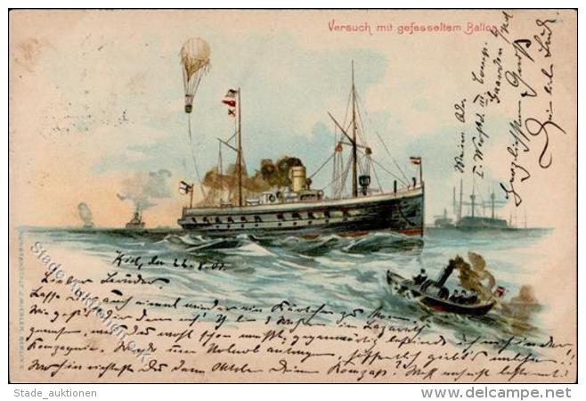 Dampfer Ballon  Lithographie 1902 I-II (fleckig) - Ohne Zuordnung