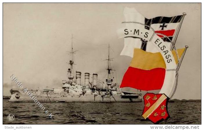 Marine WK I SMS Elsass Schwarz-Wei&szlig;-Rot Foto AK I-II - Ohne Zuordnung